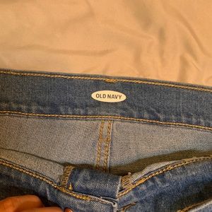 old navy denim light washed shorts .